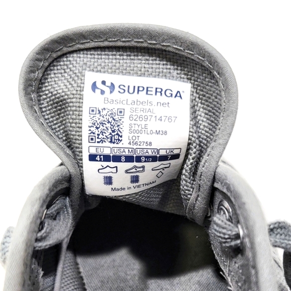 SUPERGA Low Top Platform Sneakers Grey Lace Up Unisex Size Womens 9.5 Men 8 US - Picture 12 of 12